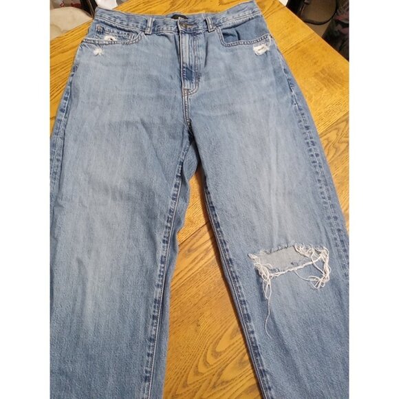 UNIQLO Jeans Womens 11 BLUE TAPERED RELAXED HIGH RISE Used Ripped Summer Winter - Picture 10 of 12